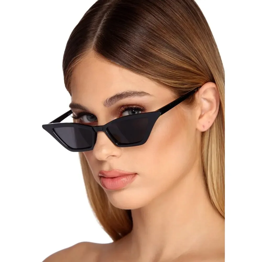 INDY FREE PEOPLE ANTHRO Black Cat Eye Plastic Rectangle $118 Sunnies Sunglasses